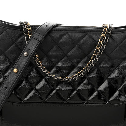 Chanel Patent Goatskin Quilted Medium Gabrielle Hobo Black 8 of 11