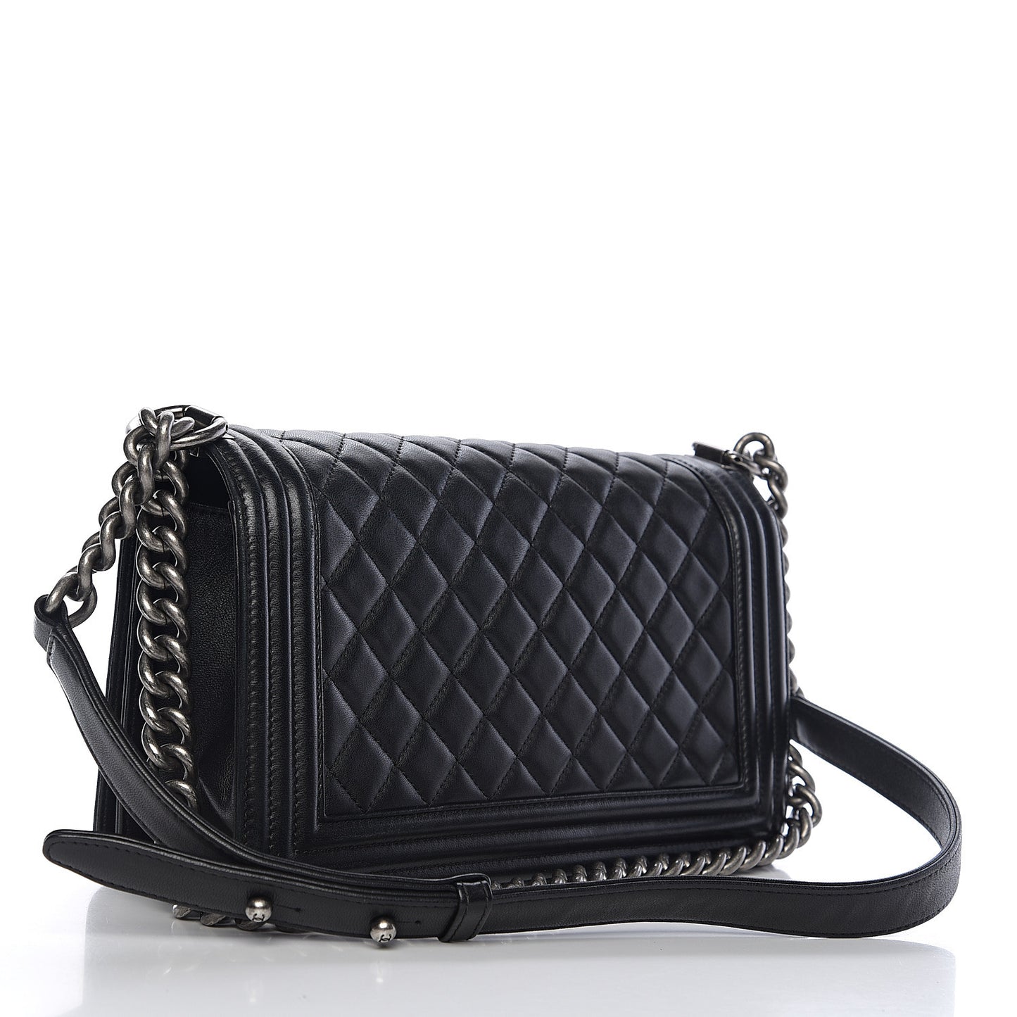 Lambskin Quilted Medium Boy Flap Black