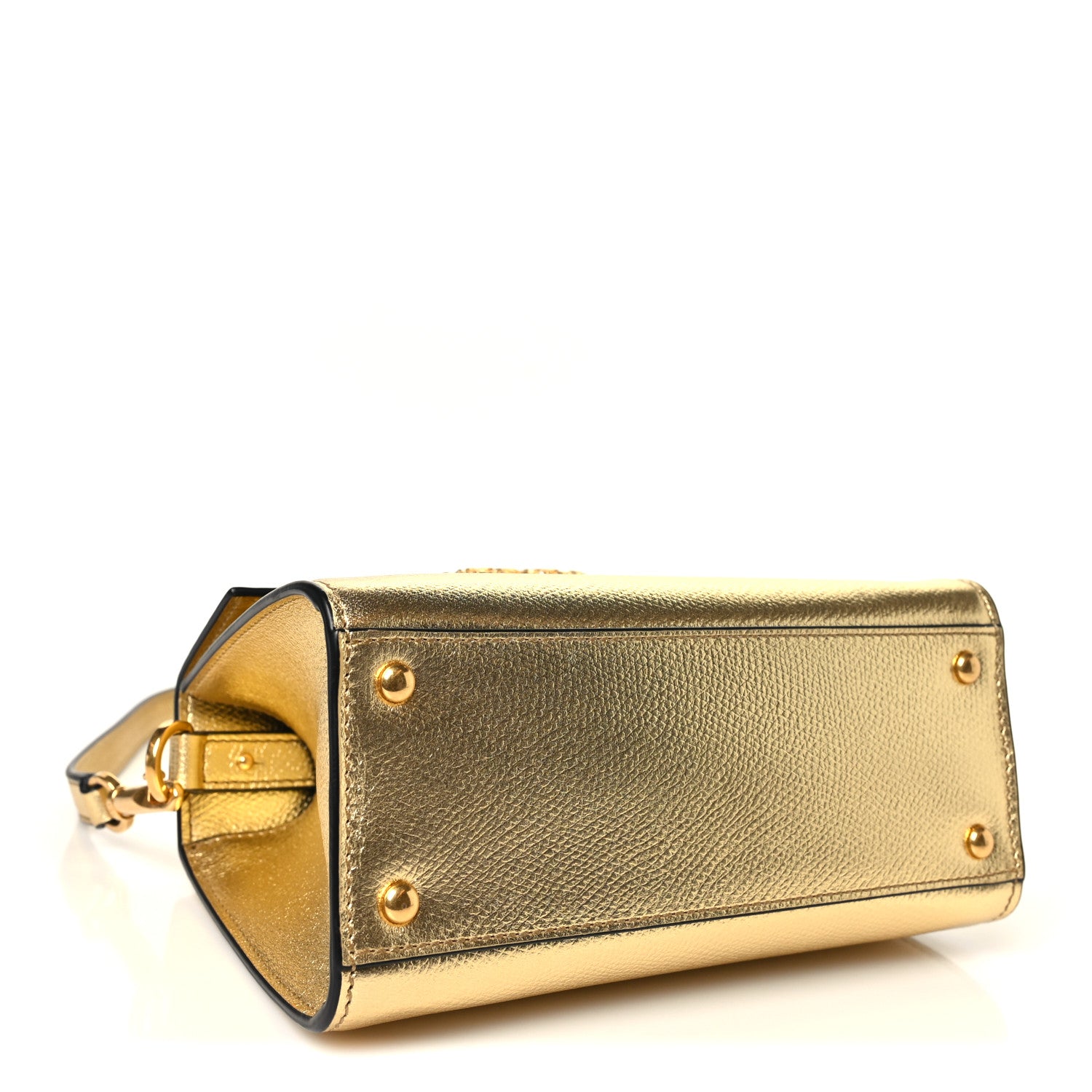 Valentino Garavani Metallic Calfskin Crystal VSling Top Handle Bag Gold 4 of 9