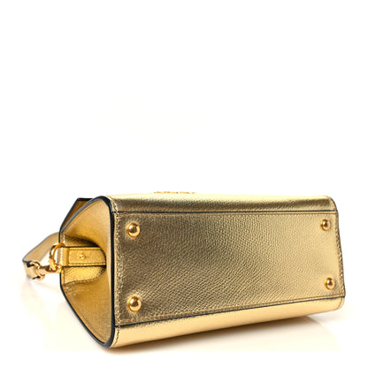 Valentino Garavani Metallic Calfskin Crystal VSling Top Handle Bag Gold 4 of 9