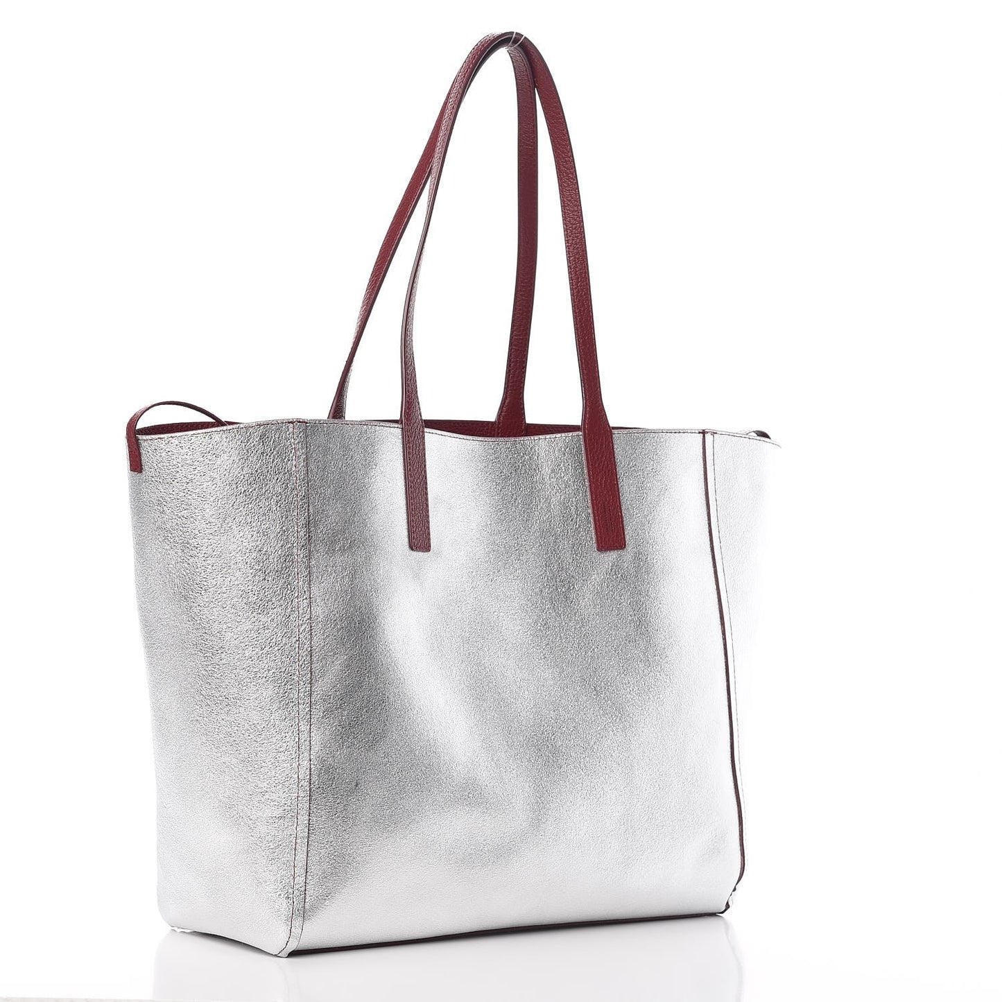 Grained Calfskin Medium Reversible Wandel Tote Ruby Tan