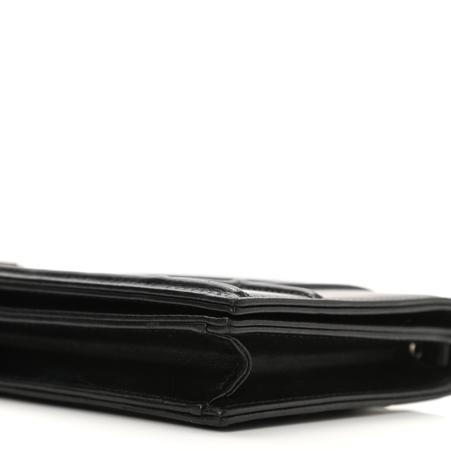 Lambskin Diorama Croisiere Chain Wallet Black