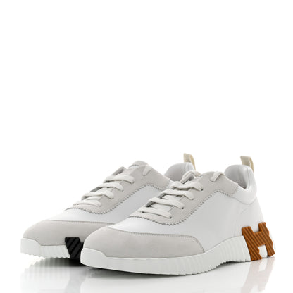 Hermes Technical Canvas Suede Goatskin Bouncing Sneakers 42 White Multicolor 3 of 8