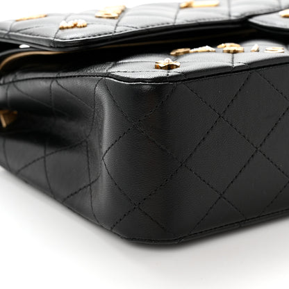 Chanel Lambskin Quilted Medium Rue Cambon Charms Double Flap Black 9 of 14