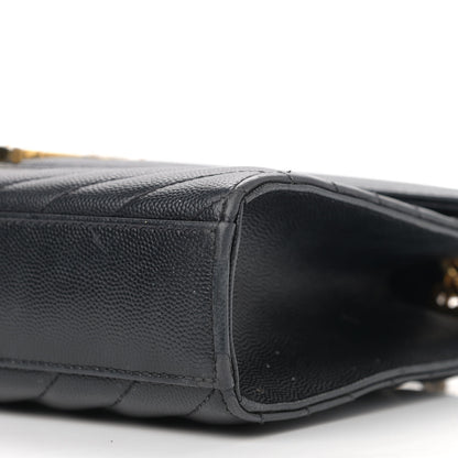 Saint Laurent Grain De Poudre Matelasse Chevron Medium Monogram Satchel Black 10 of 18