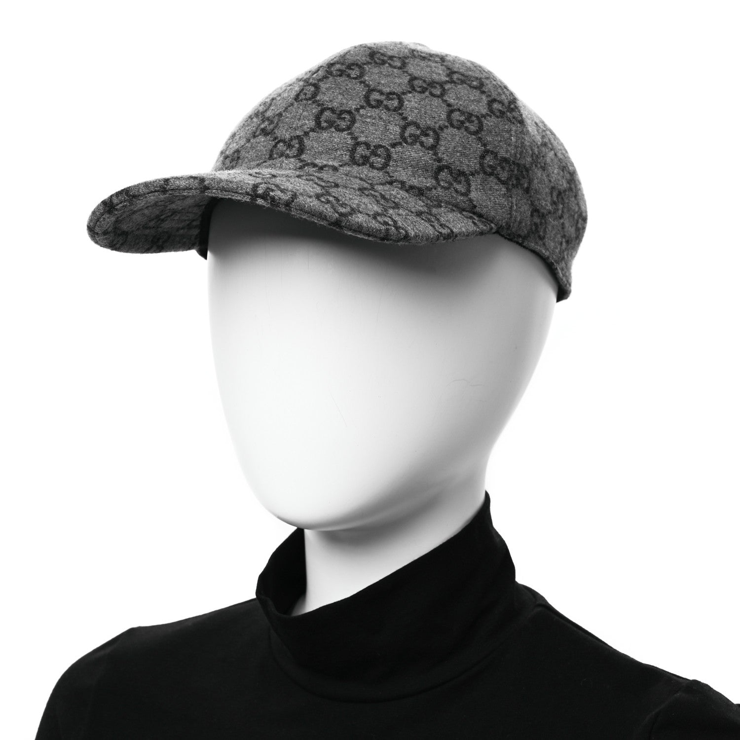 Gucci Covered Wool GG Monogram Baseball Hat XXL Grey Dark Grey Black 2 of 12