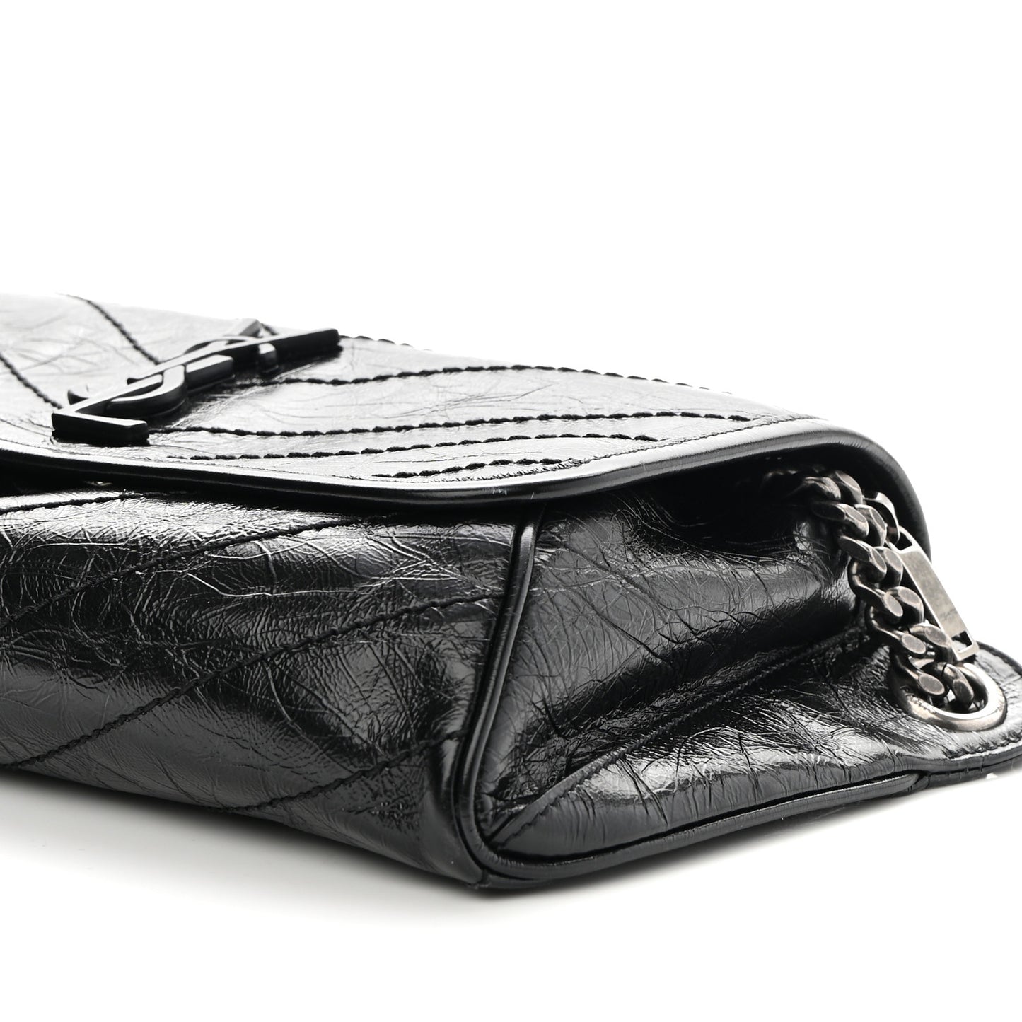 Crinkled Calfskin Matelasse Monogram Niki Body Bag Black