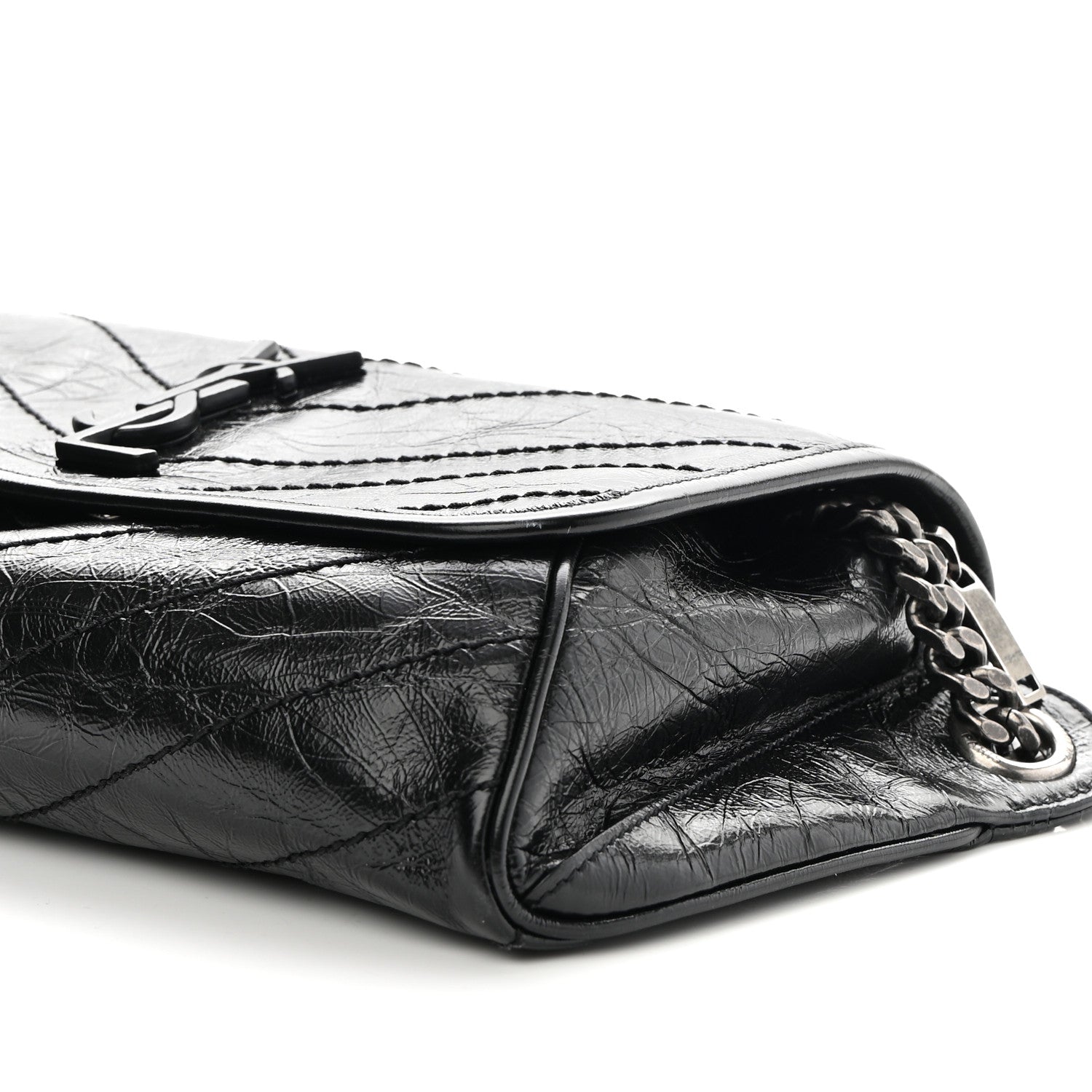 Saint Laurent Crinkled Calfskin Matelasse Monogram Niki Body Bag Black 8 of 8
