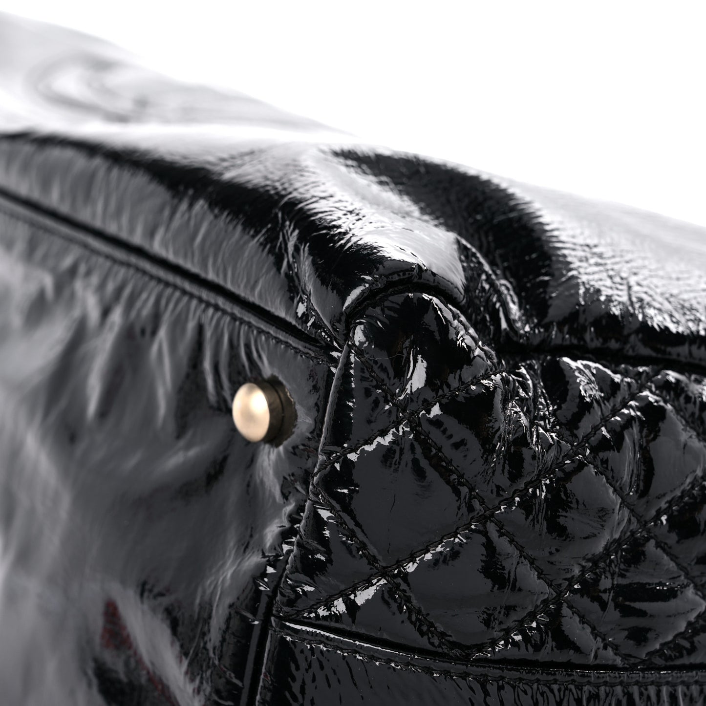 Patent Quilted CC Tote Black