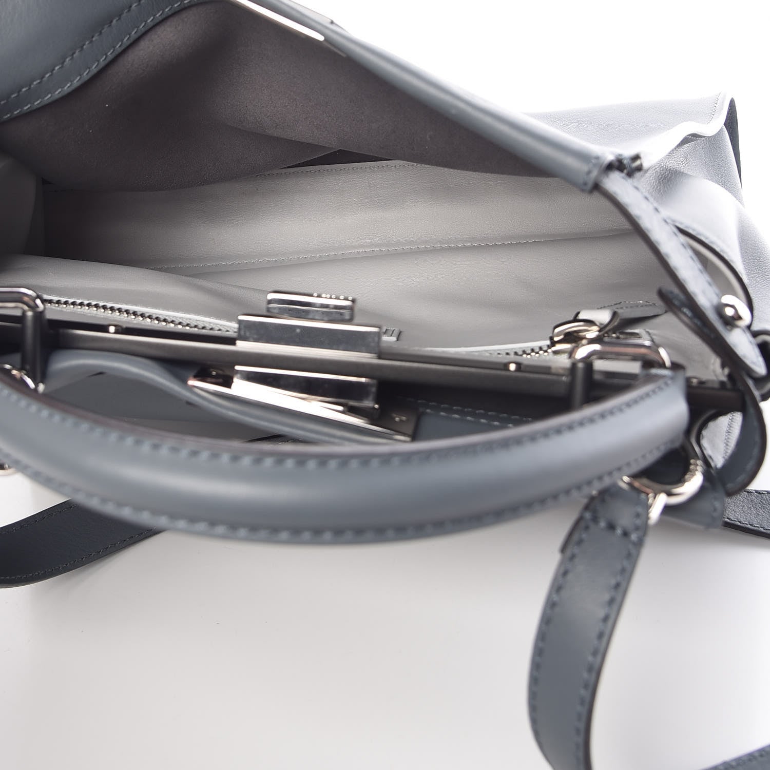 Fendi Vitello Seta Shiny Nappa Medium Peekaboo Iconic Satchel Alga Rosa Doll 7 of 16