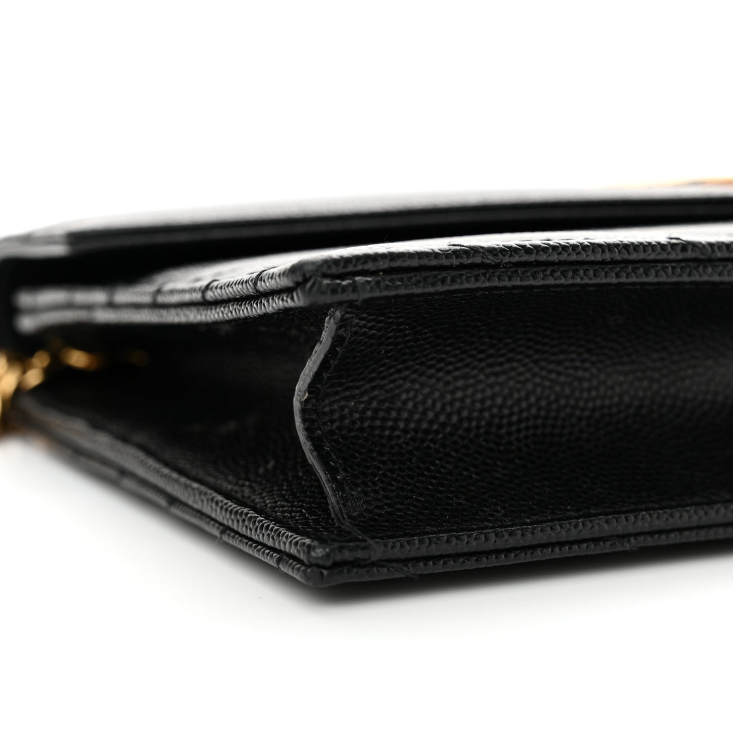 Grain De Poudre Matelasse Chevron Monogram Envelope Chain Wallet Black