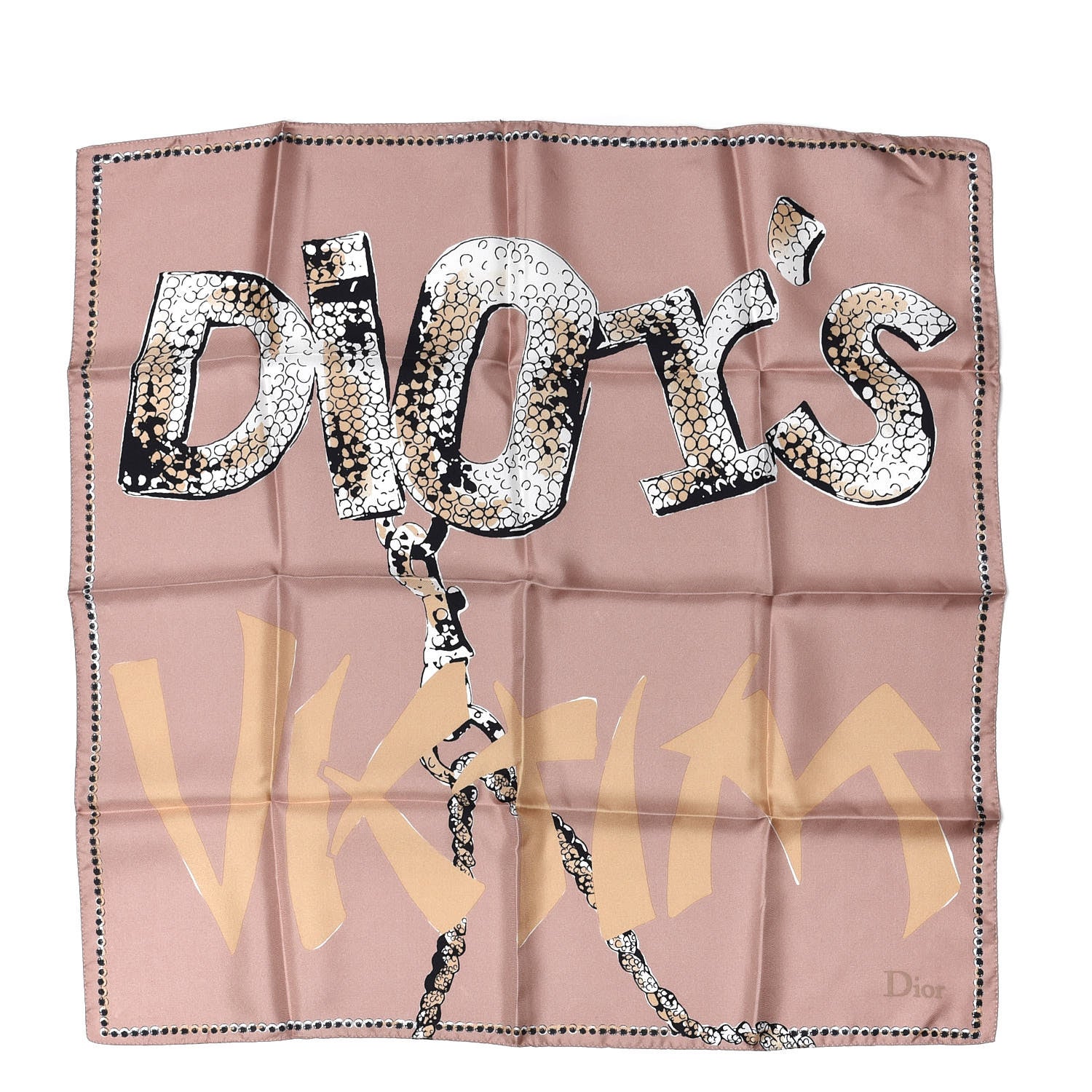 Christian Dior Silk Dior's Victim Print Square Scarf Pink 1 of 5