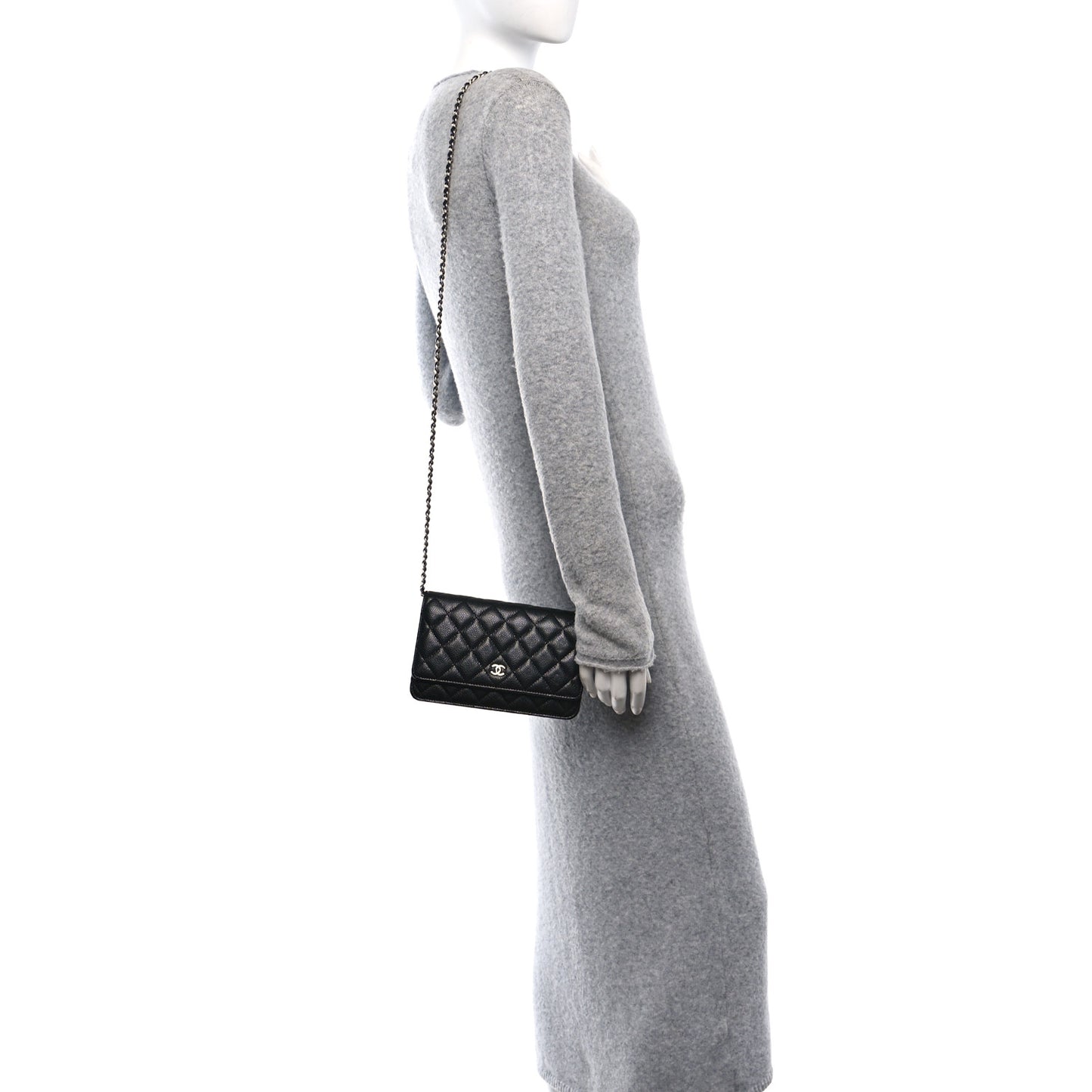 Caviar Quilted Wallet On Chain WOC Black