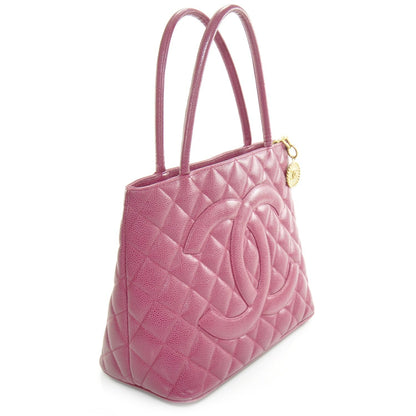 Chanel Caviar Medallion CC Tote Fuchsia GHW 3 of 10
