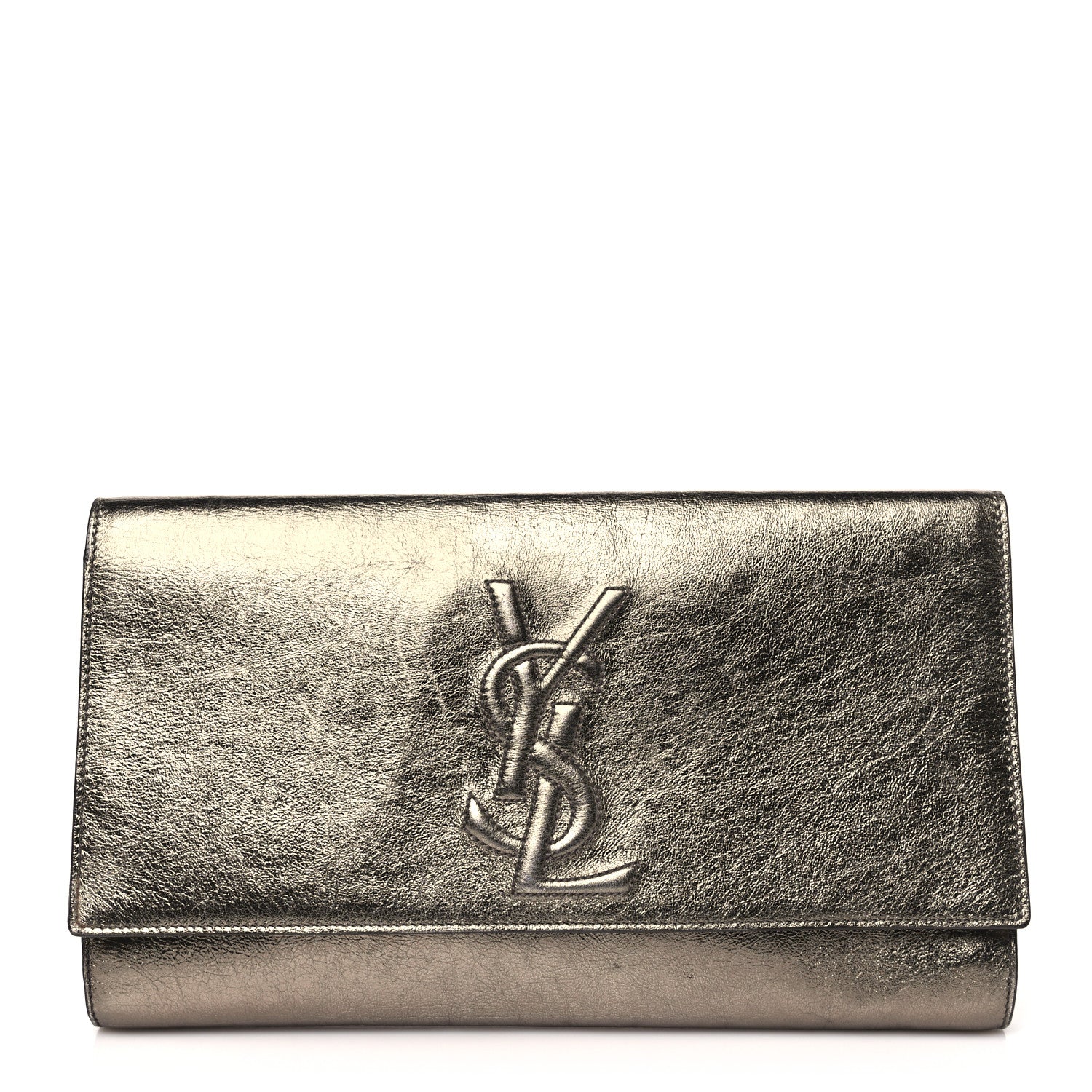 Saint Laurent Metallic Calfskin Monogram Large Belle De Jour Clutch Gold 1 of 9