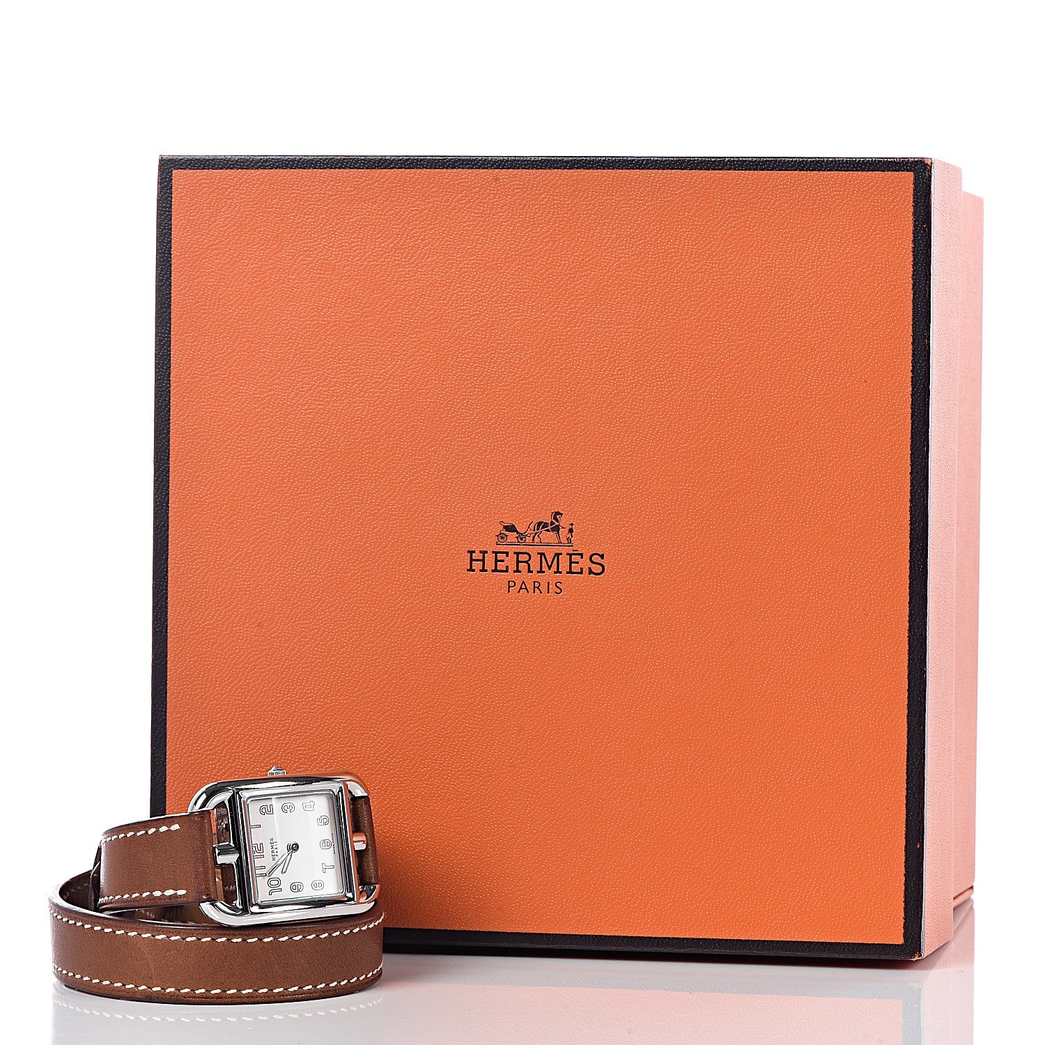 Hermes Stainless Steel Barenia 23mm Cape Cod Double Tour Quartz Watch Fauve 9 of 9