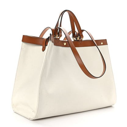 Fendi Canvas Vitello King FF Embroidered Medium Peekaboo X-Tote Grezzo Cuoio 3 of 8