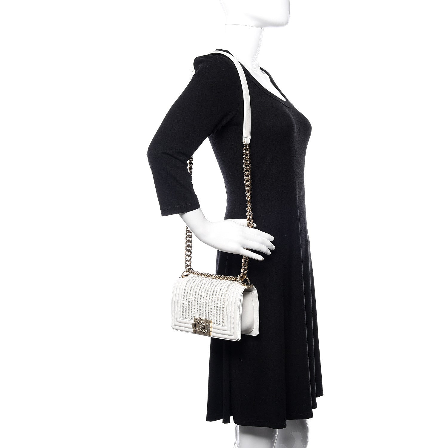 Chanel Calfskin Pearl Small Boy Flap White 2 of 10