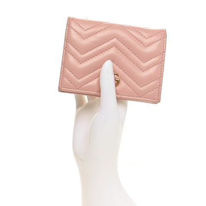 Gucci Calfskin Matelasse GG Marmont Card Case Wallet Perfect Pink 2 of 10