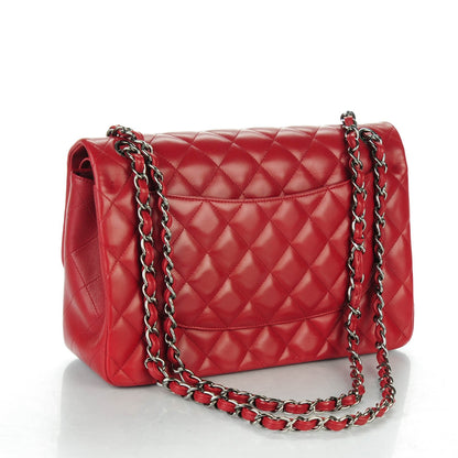 Chanel Lambskin Quilted Jumbo Double Flap Dark Red 3 of 7