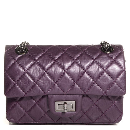 Chanel Aged Calfskin 2.55 Reissue 224 Flap Metallic Purple 1 of 8