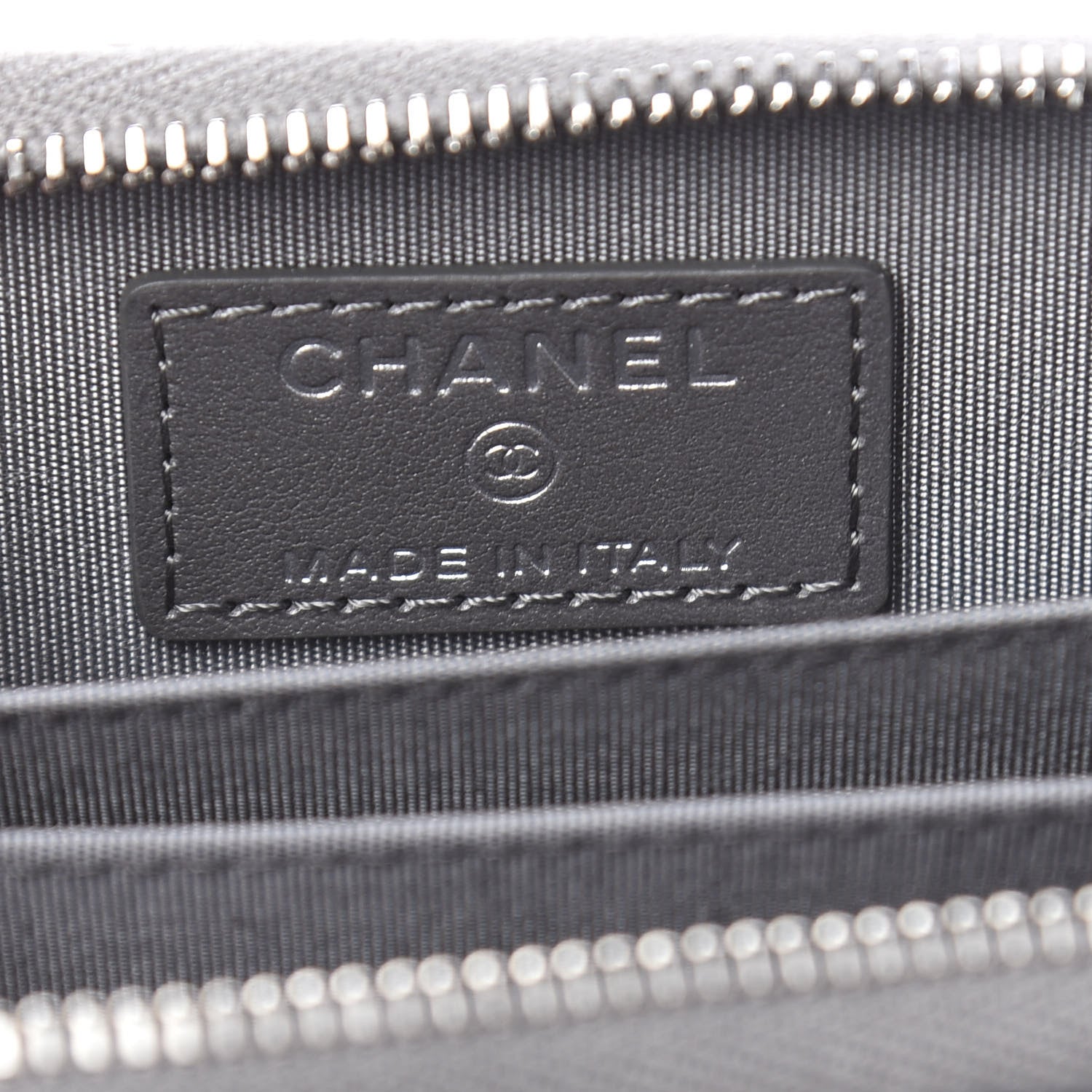 Chanel Metallic Calfskin Camellia Embossed Zip Coin Purse Grey 6 of 8