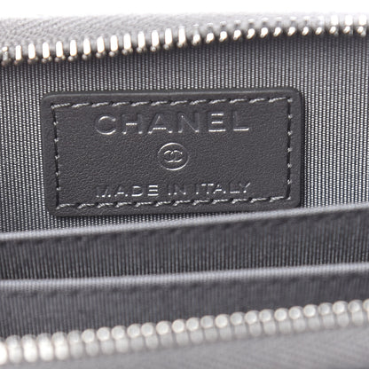 Chanel Metallic Calfskin Camellia Embossed Zip Coin Purse Grey 6 of 8