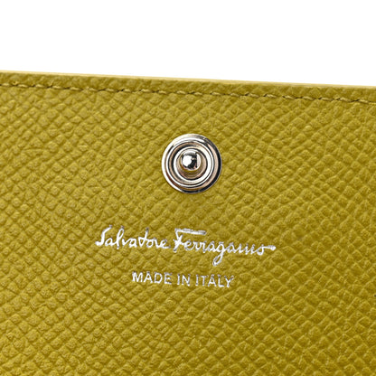 Salvatore Ferragamo Grained Calfskin Flap Card Holder Lemon Grass 6 of 8