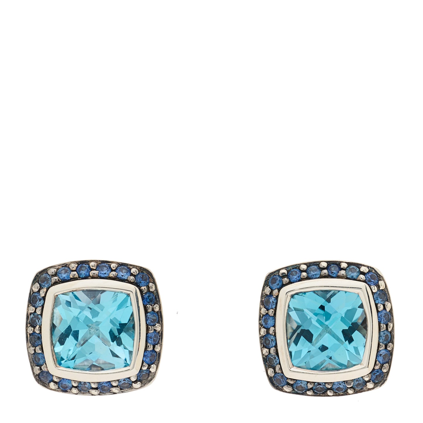 DAVID YURMAN Sterling Silver Blue Topaz Blue Sapphire 7mm Petite Albion Earrings