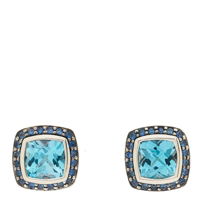 David Yurman DAVID YURMAN Sterling Silver Blue Topaz Blue Sapphire 7mm Petite Albion Earrings 1 of 4
