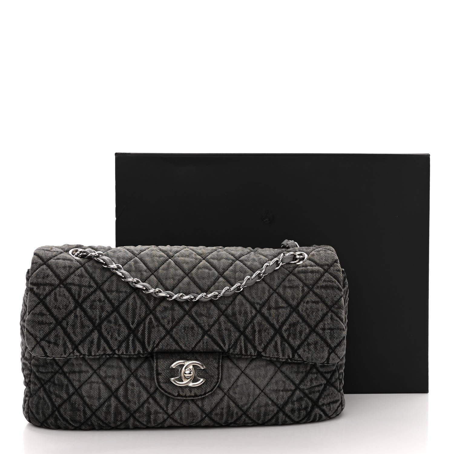 Chanel Denim Quilted Denimpression Flap Grey Black 11 of 11