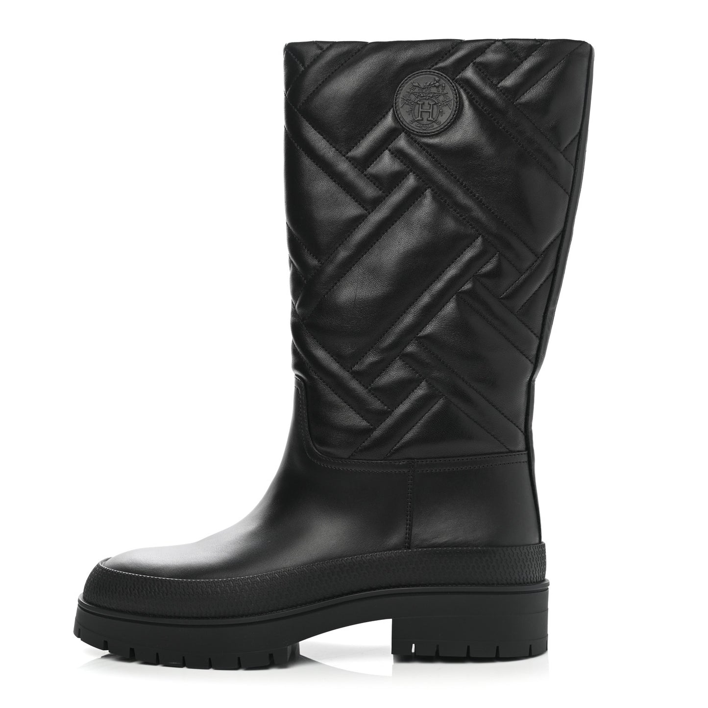 Suede Goatskin Quilted Fuji Boots 37 Black