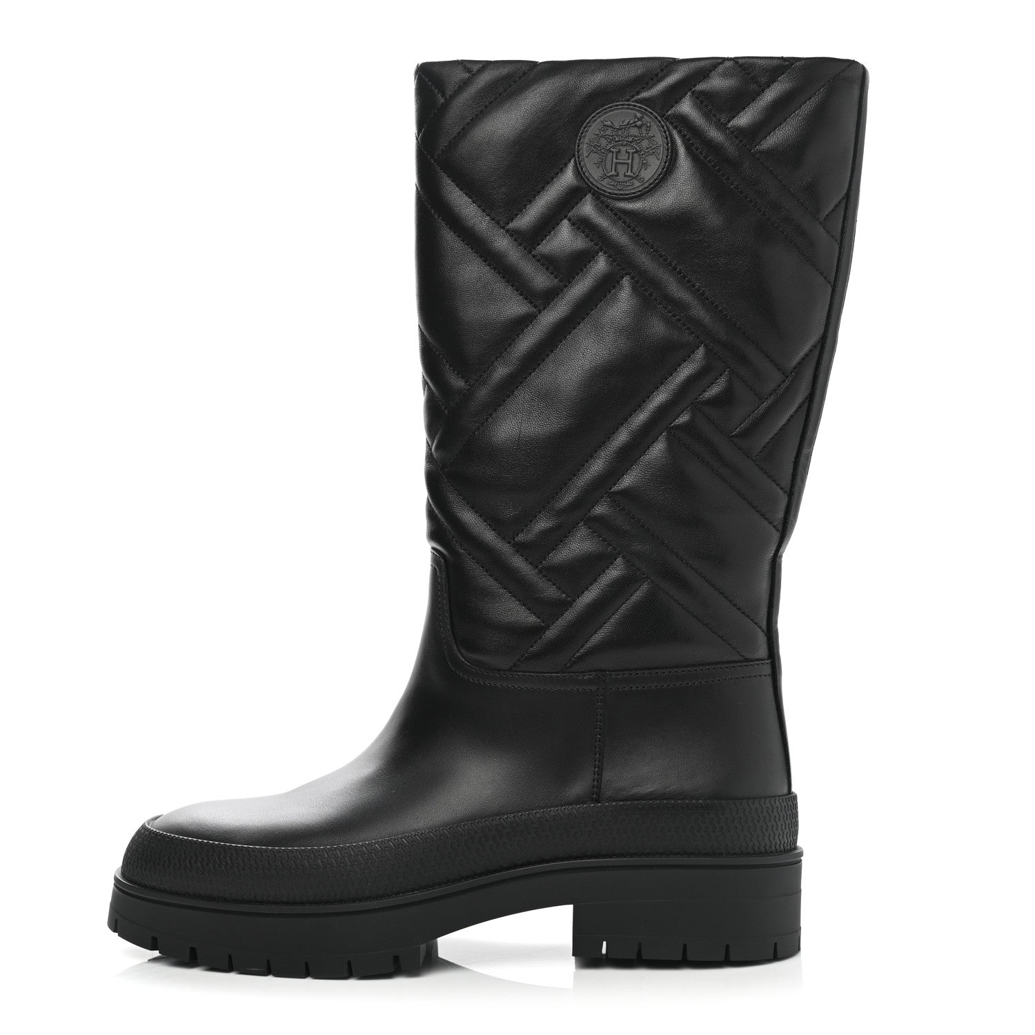 Hermes Suede Goatskin Quilted Fuji Boots 37 Black 1 of 9