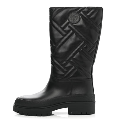 Hermes Suede Goatskin Quilted Fuji Boots 37 Black 1 of 9