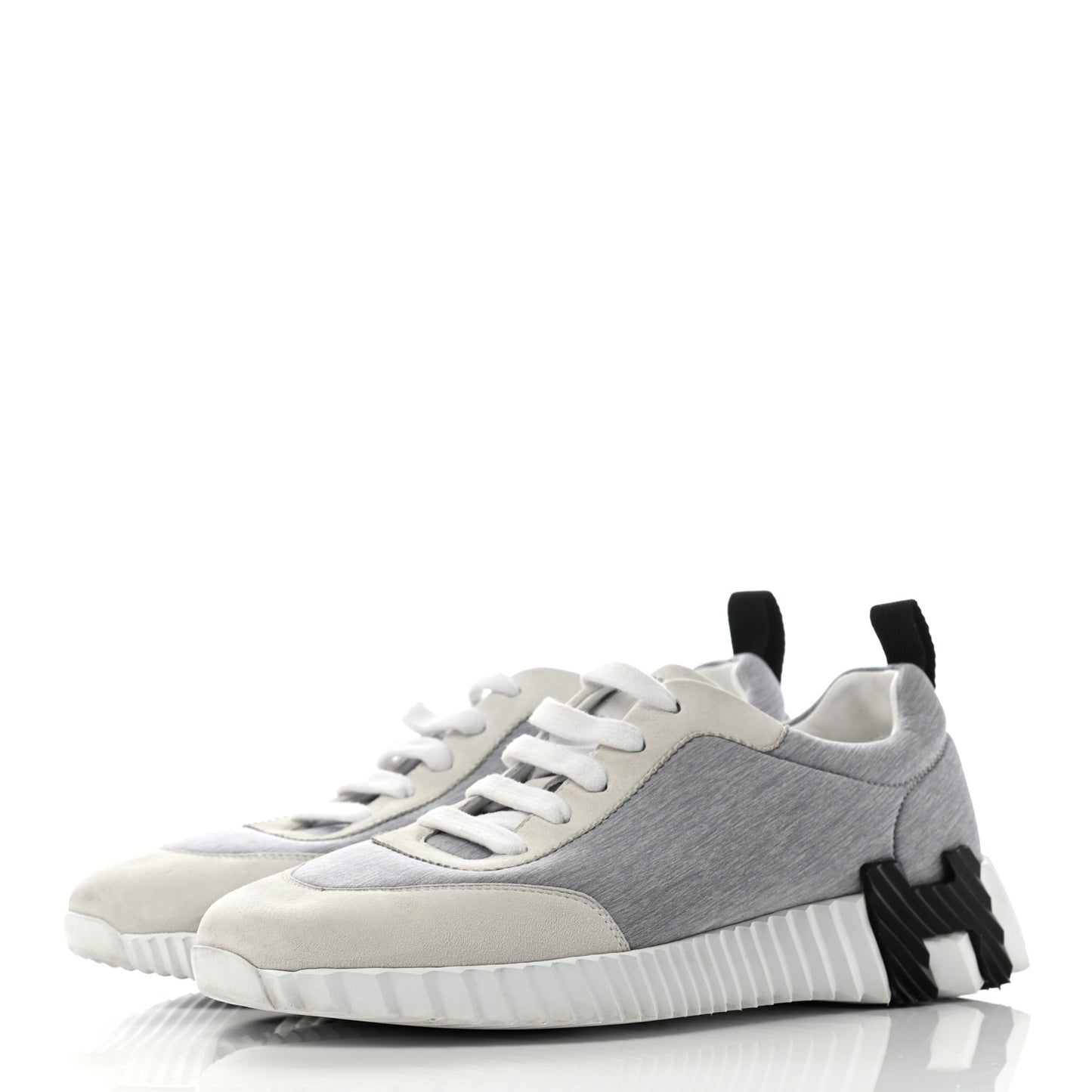 Technical Canvas Suede Goatskin Bouncing Sneakers 37 Gris White