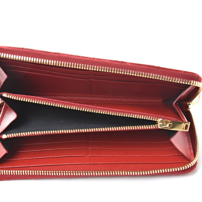 Saint Laurent Grain De Poudre Matelasse Chevron Monogram Zip Around Wallet Lipstick Red 5 of 10