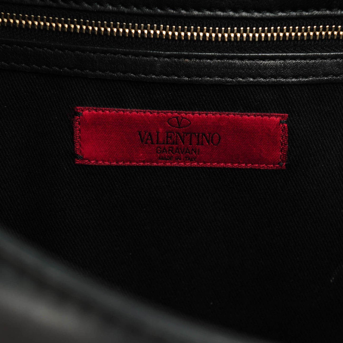 Vitello Large Glam Lock Rockstud Flap Black