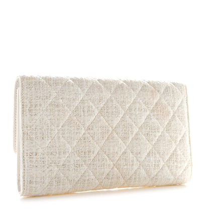 Chanel Tweed Quilted Flap Wallet White 3 of 12
