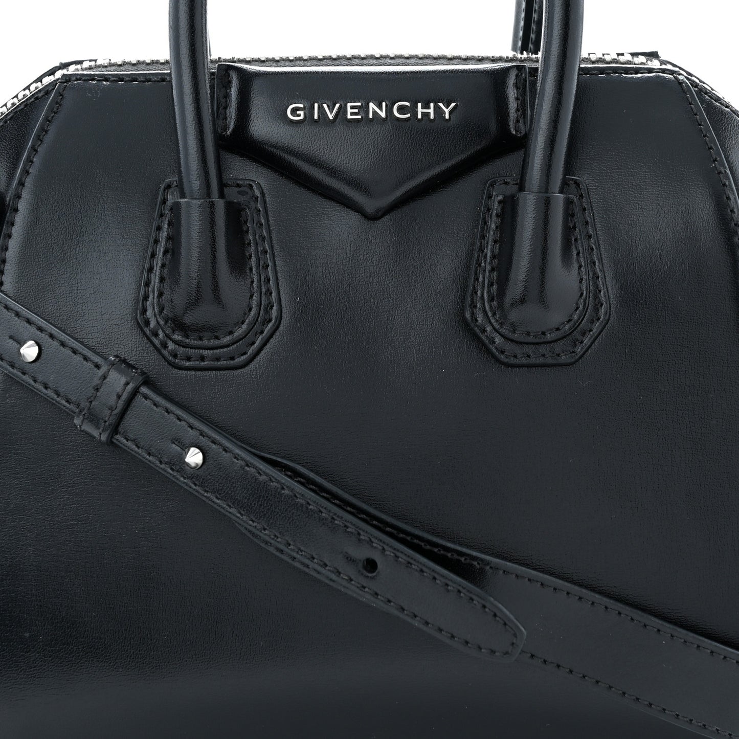 Shiny Lord Calfskin Mini Antigona Black