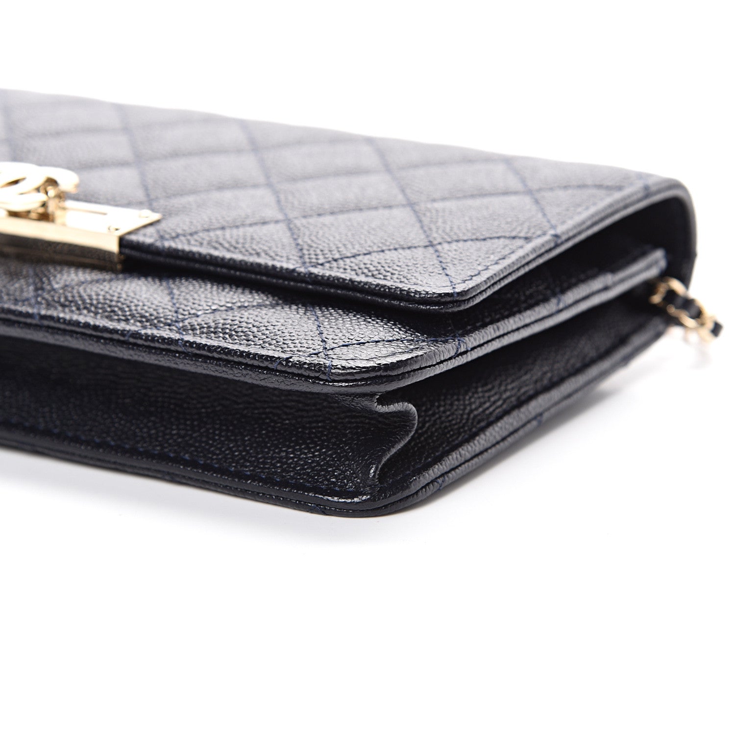 Chanel Caviar Quilted Golden Class Wallet On Chain WOC Navy 10 of 11