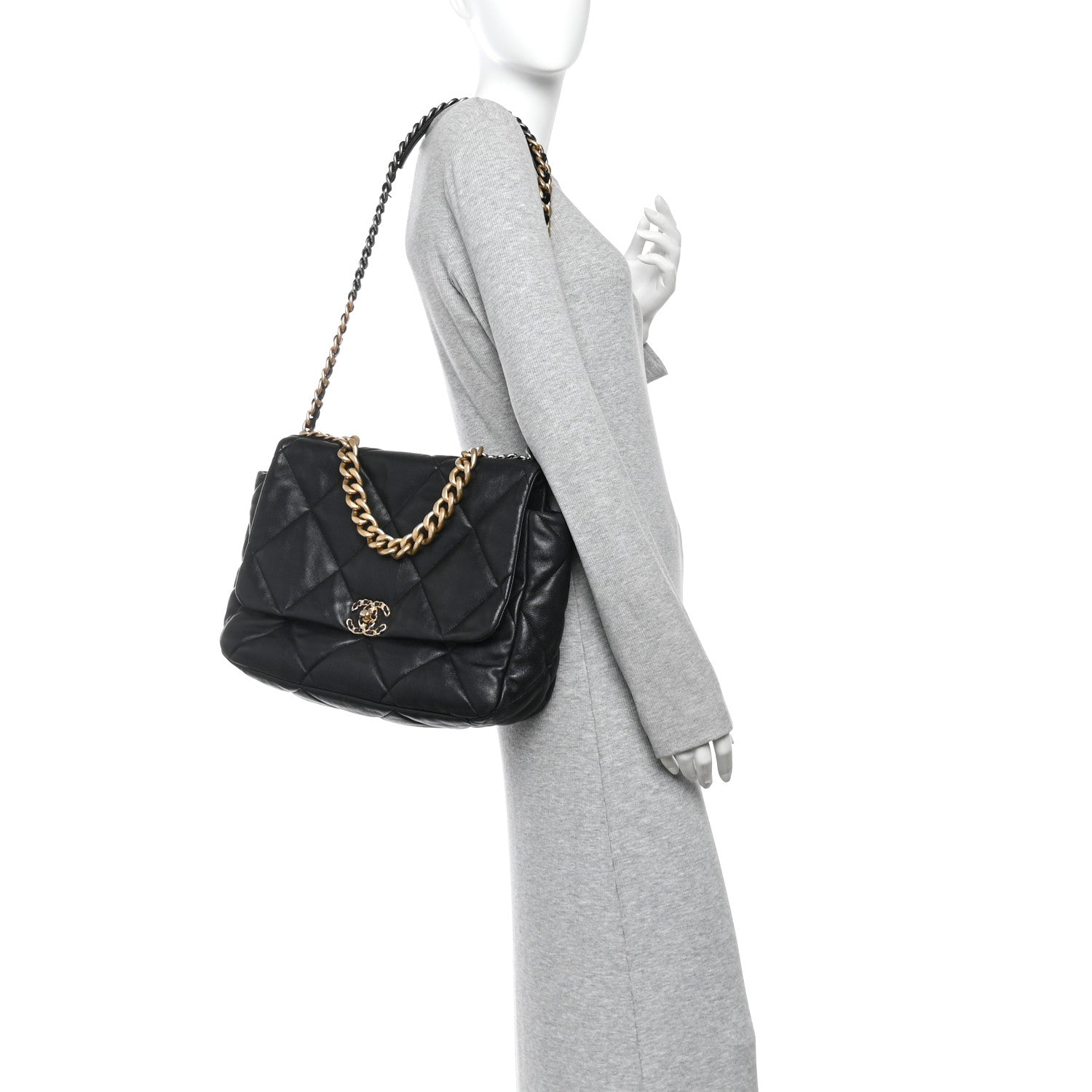 Chanel Lambskin Quilted Maxi Chanel 19 Flap Black 2 of 10