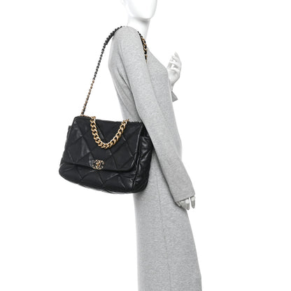Chanel Lambskin Quilted Maxi Chanel 19 Flap Black 2 of 10