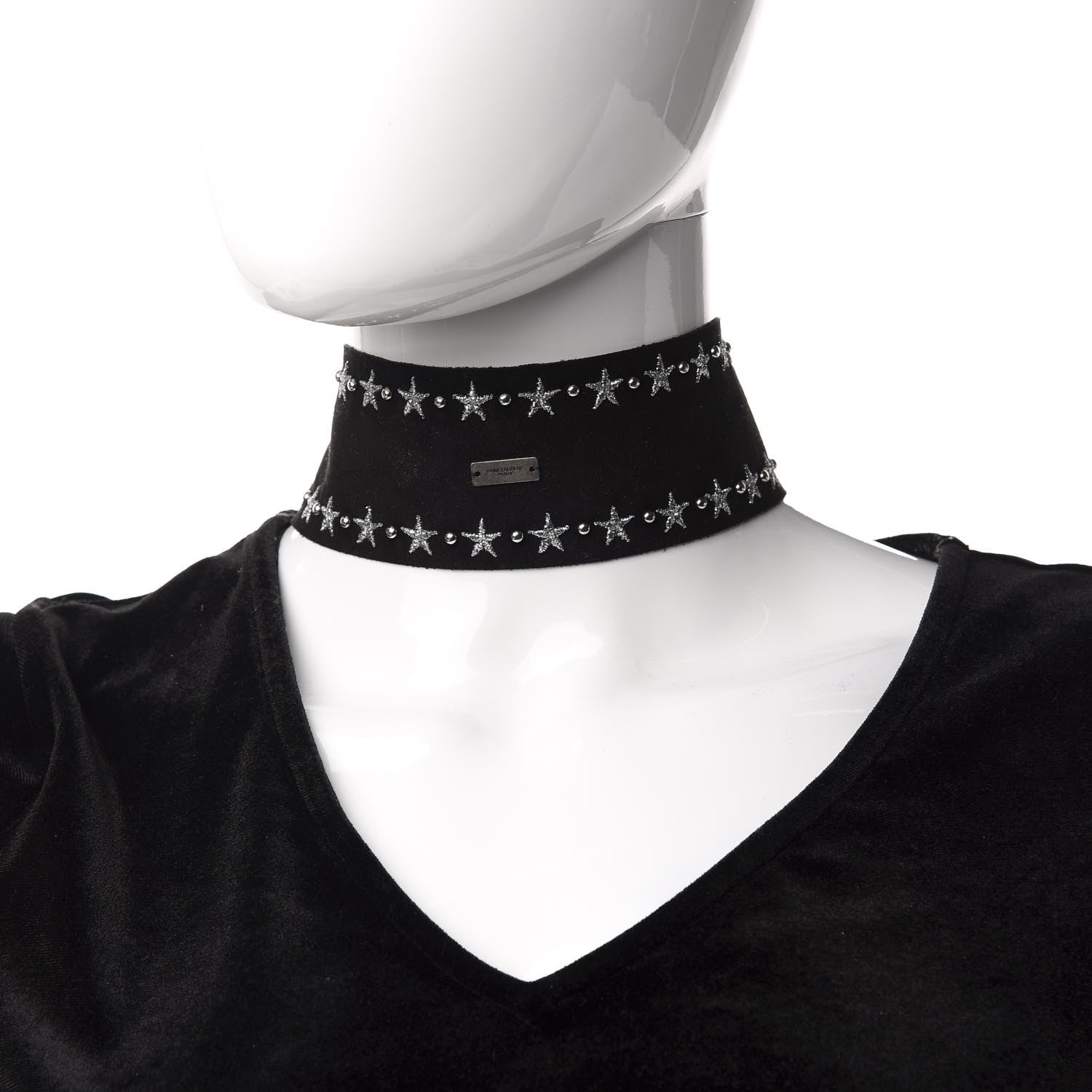 Saint Laurent Suede Studded Star Choker Black 3 of 5