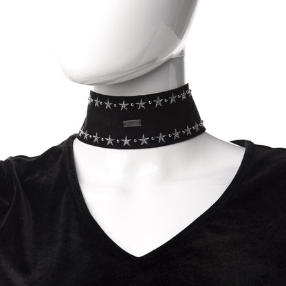 Saint Laurent Suede Studded Star Choker Black 3 of 5
