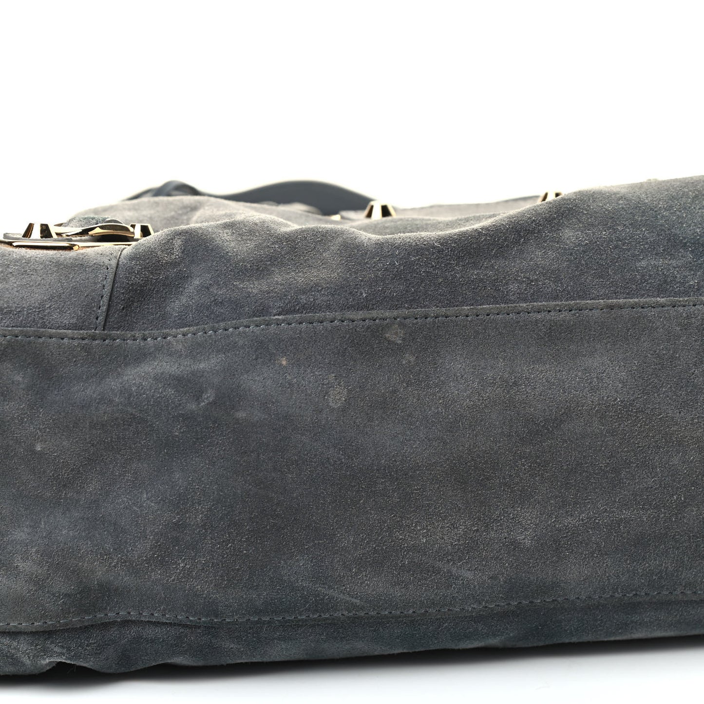 Baby Daim Suede Gold Metallic Edge Hardware City Gris Plomb