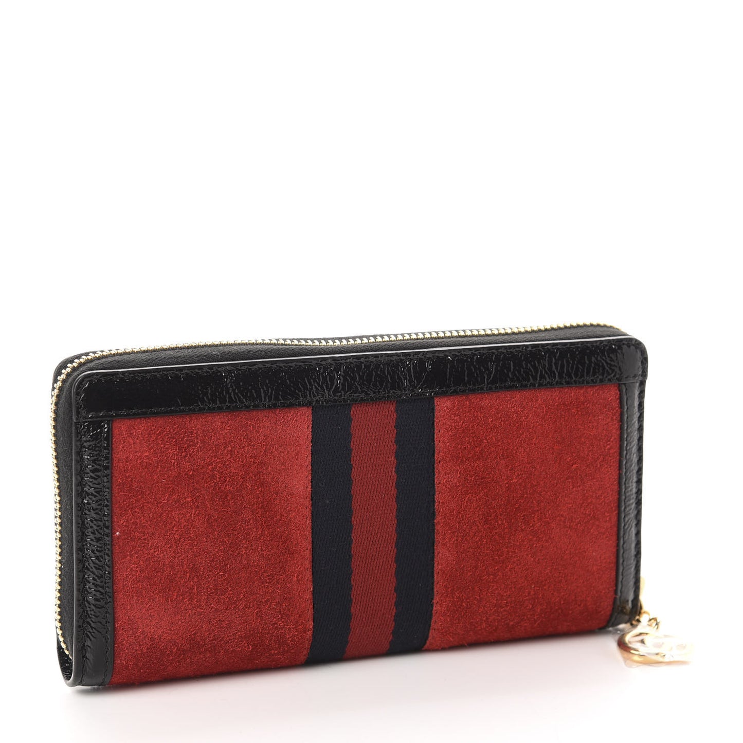 Suede Patent Web Ophidia Zip Around Wallet Hibiscus Red Black