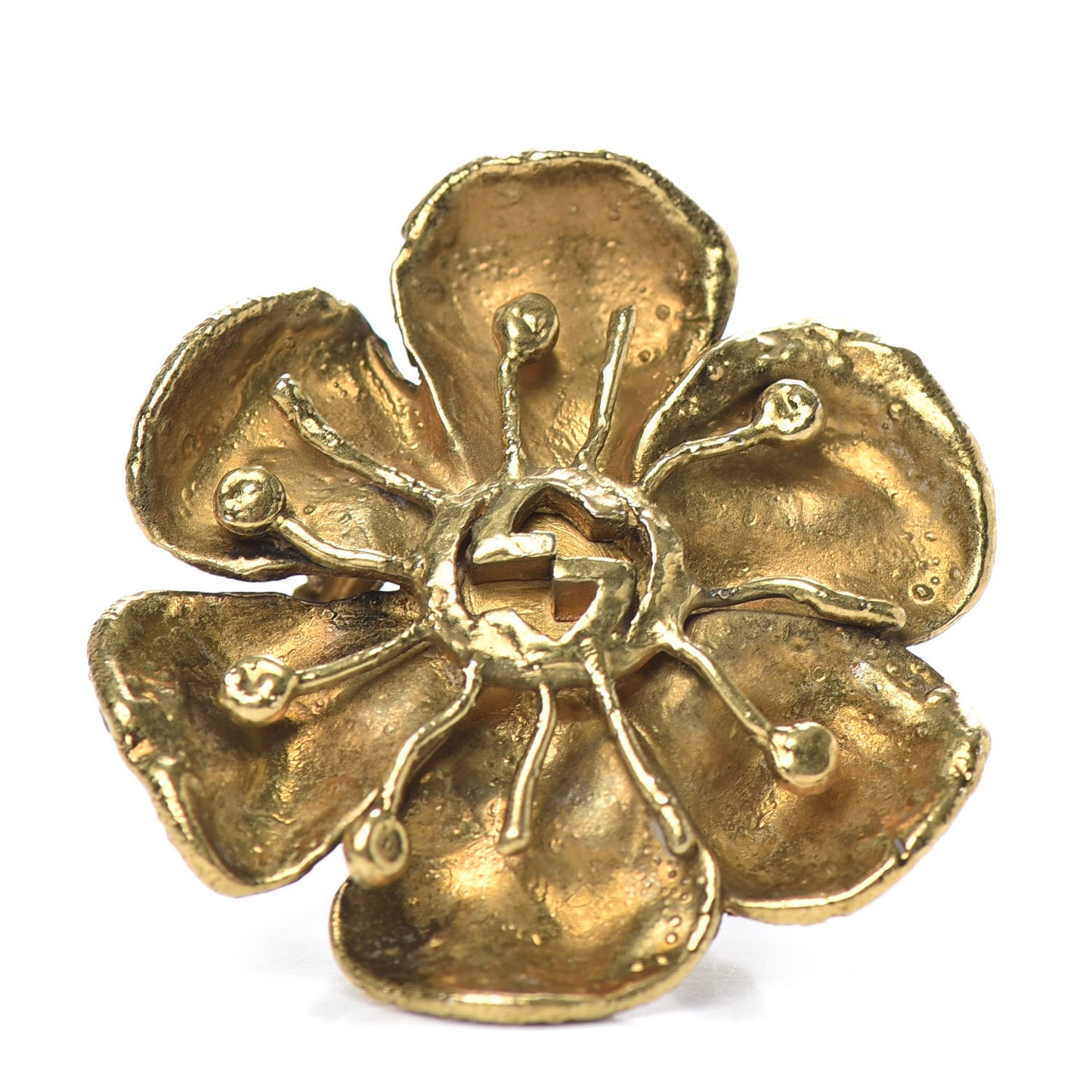Metal Flower Ring 6 Aged Gold