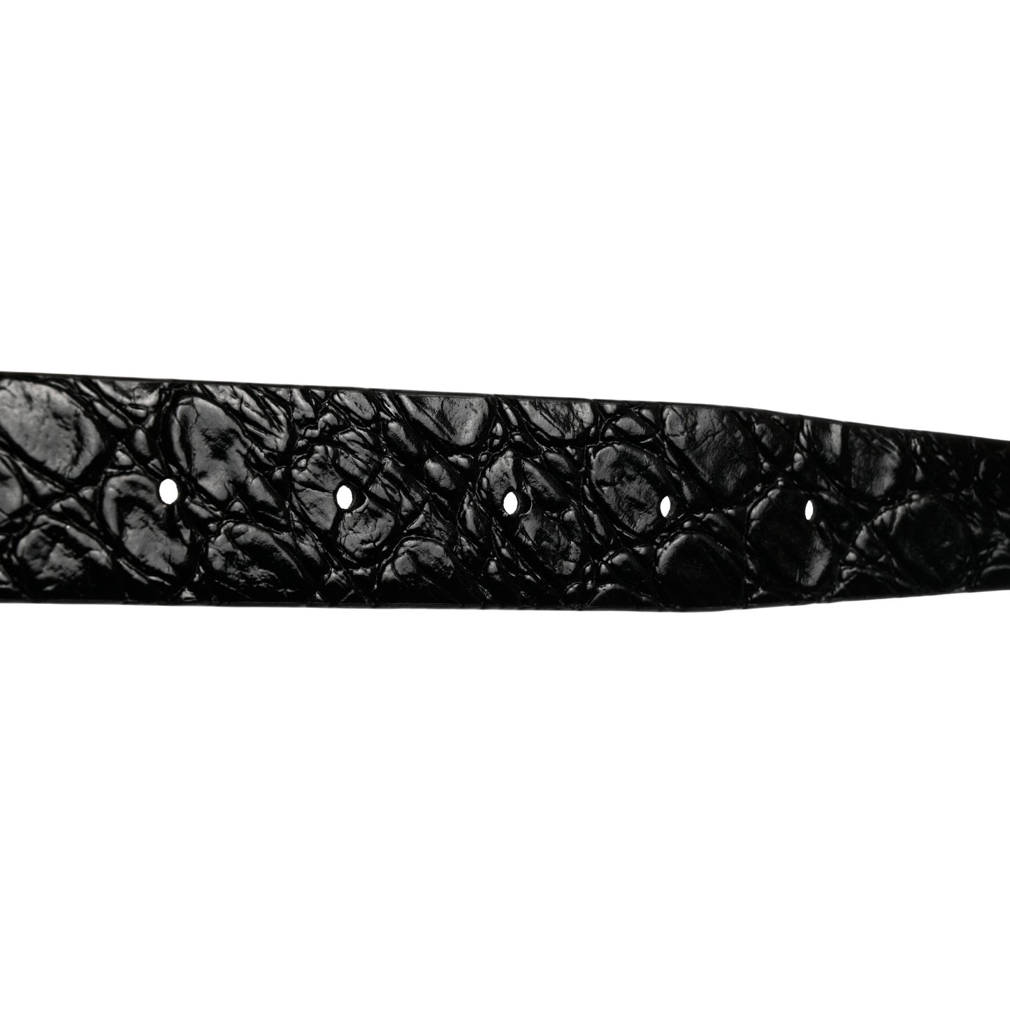 Calfskin Crocodile Embossed Square Buckle Belt 80 32 Black