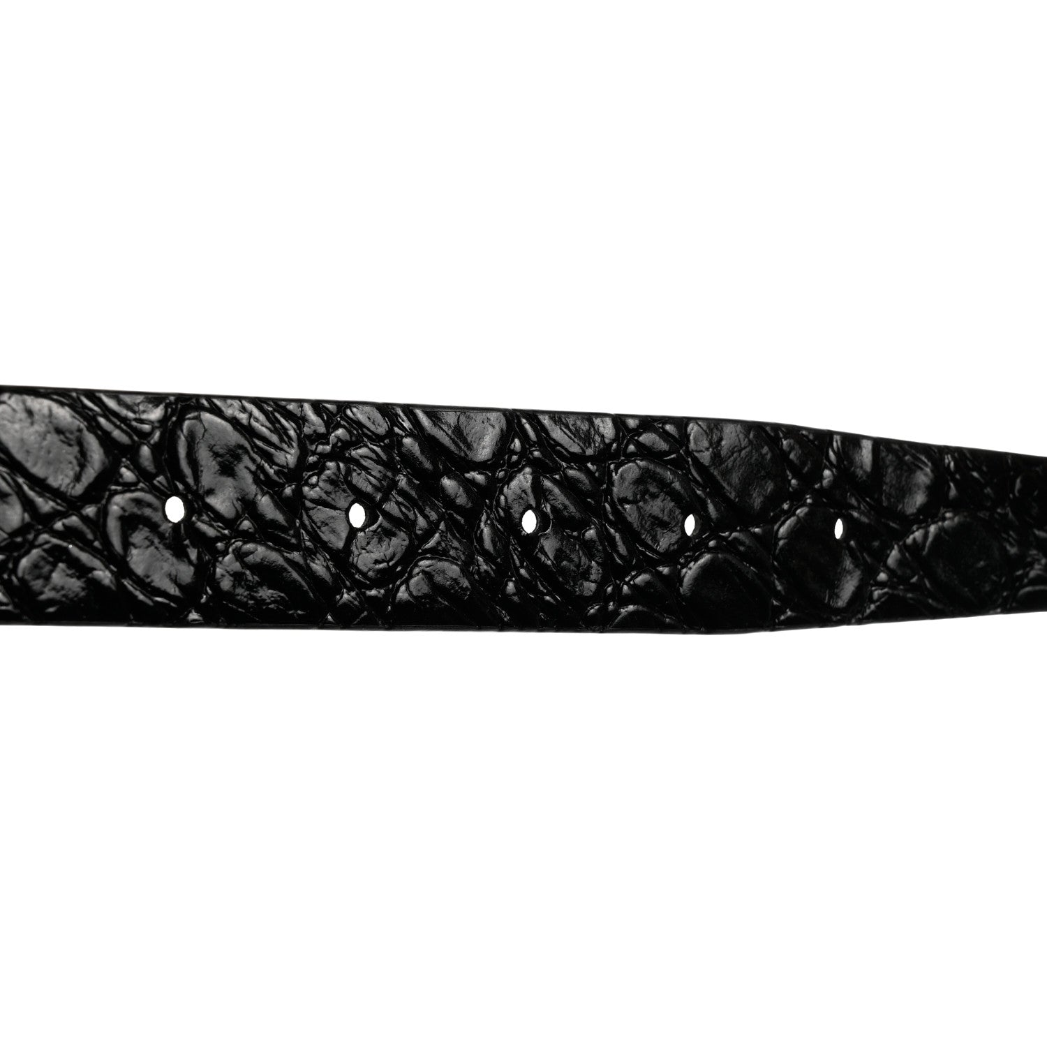 Saint Laurent Calfskin Crocodile Embossed Square Buckle Belt 80 32 Black 4 of 7