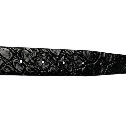 Saint Laurent Calfskin Crocodile Embossed Square Buckle Belt 80 32 Black 4 of 7